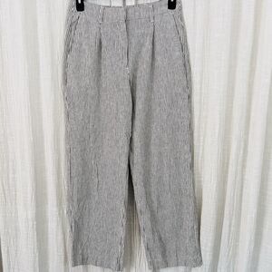 Old Navy Gray & White Striped Linen Blend Casual Womens Pants - Size Medium